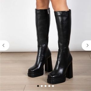 Platform boot. SUPER cute, just as pictured, my calf is just too wide.